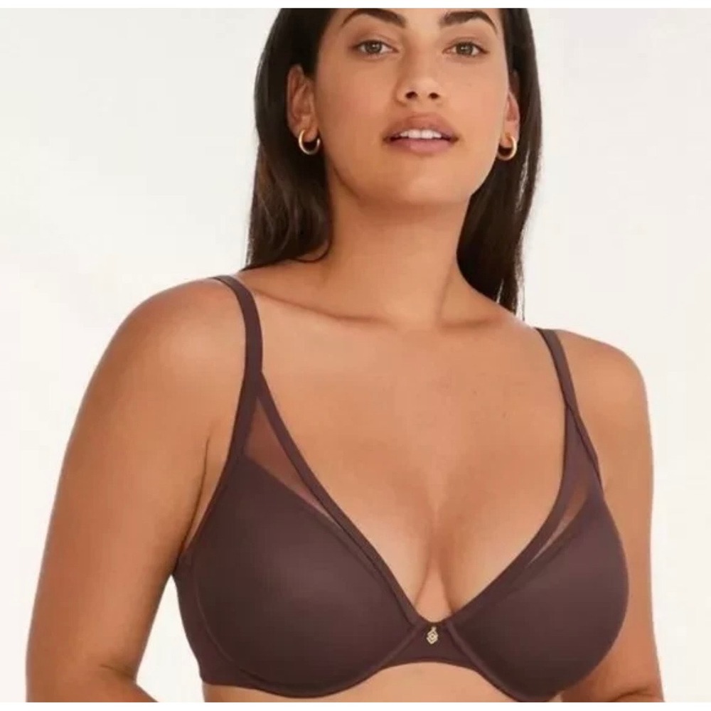 Thirdlove 24/7 Classic Uplift Plunge Bra 34B 1/2 Purple Padded Underwire